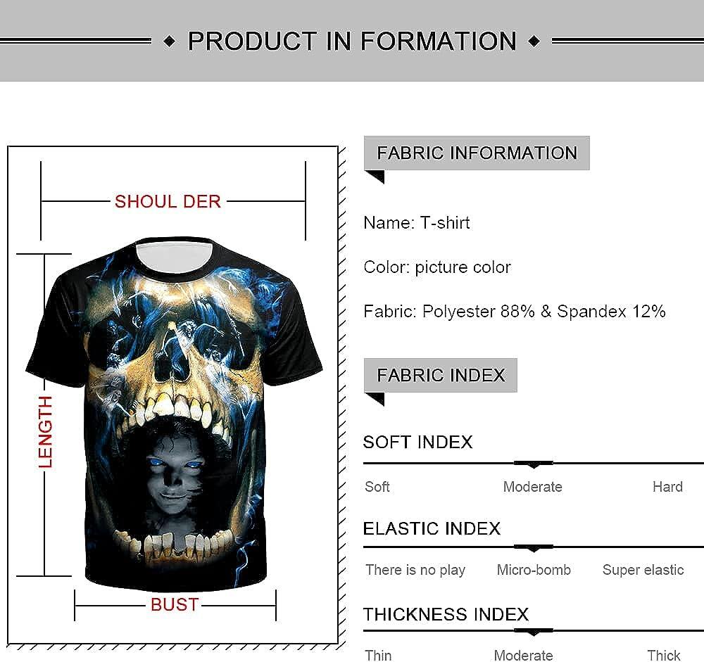Men's 3D Print Skull T-Shirt 3D Creative Print Short Sleeve T-Shirt Casual Round Neck Novelty Street Fashion Tees Shirt