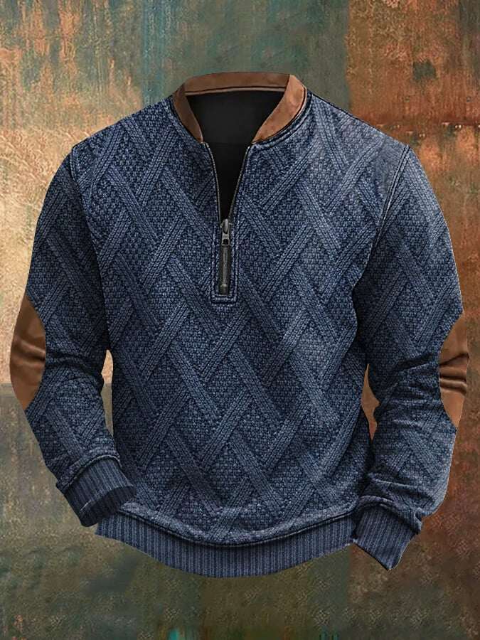 Moletom masculino com zíper e estampa retrô western