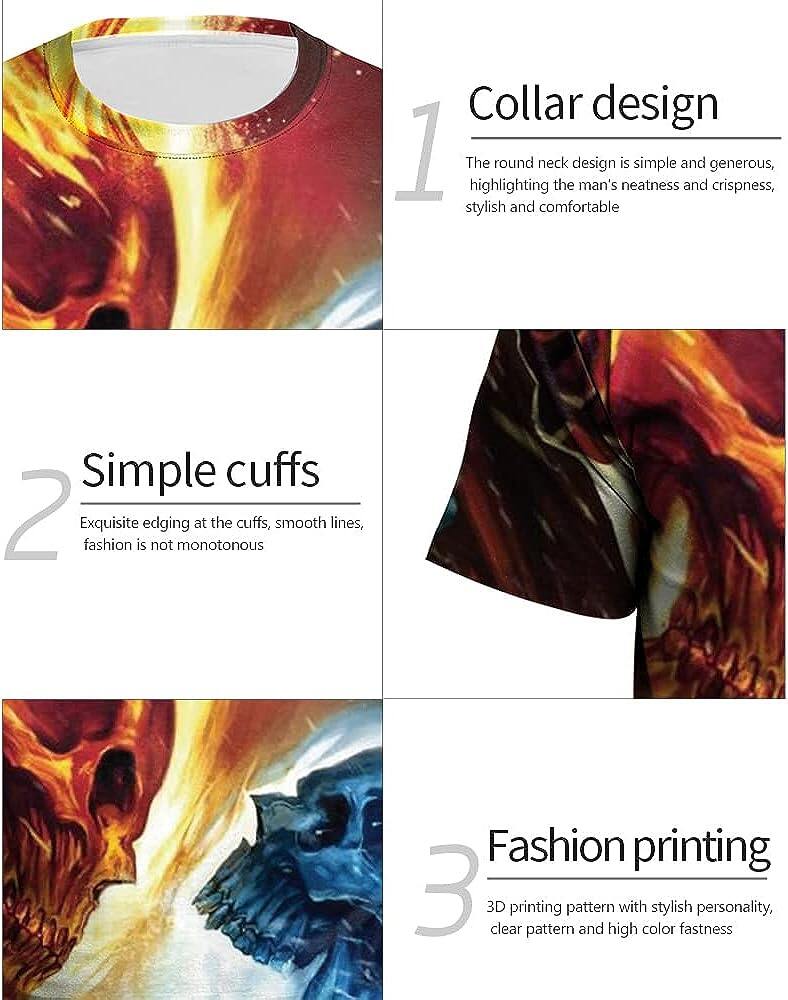 Men's 3D Print Skull T-Shirt 3D Creative Print Short Sleeve T-Shirt Casual Round Neck Novelty Street Fashion Tees Shirt