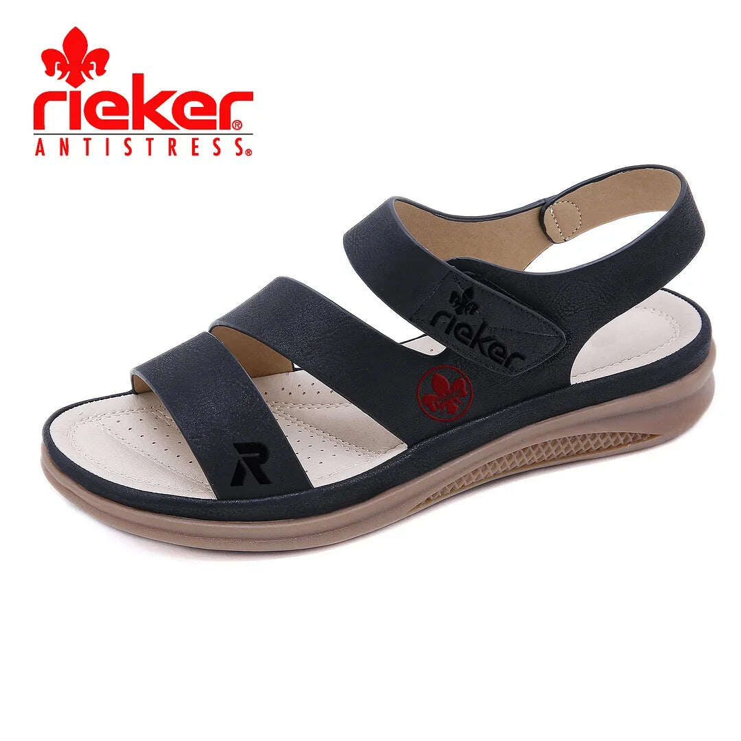 Ľahké kožené sandále na kline v retro štýle RIEKER®