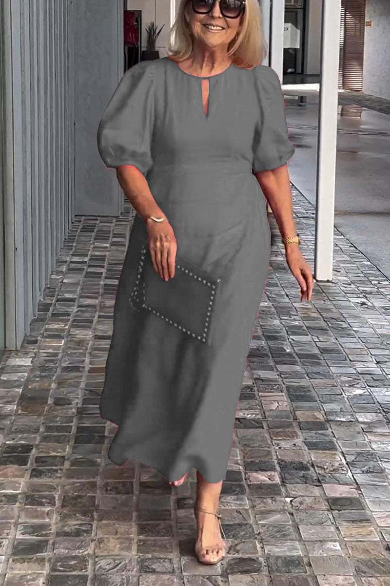 👗💞 Vestido de linho algodão em cor sólida