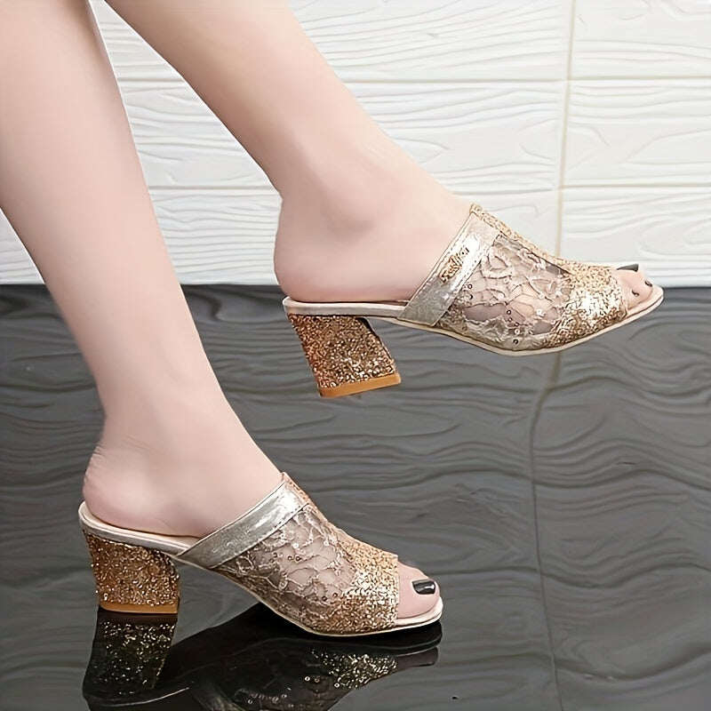 😍Último dia 50% OFF😍 - Sandálias femininas decoradas com lantejoulas