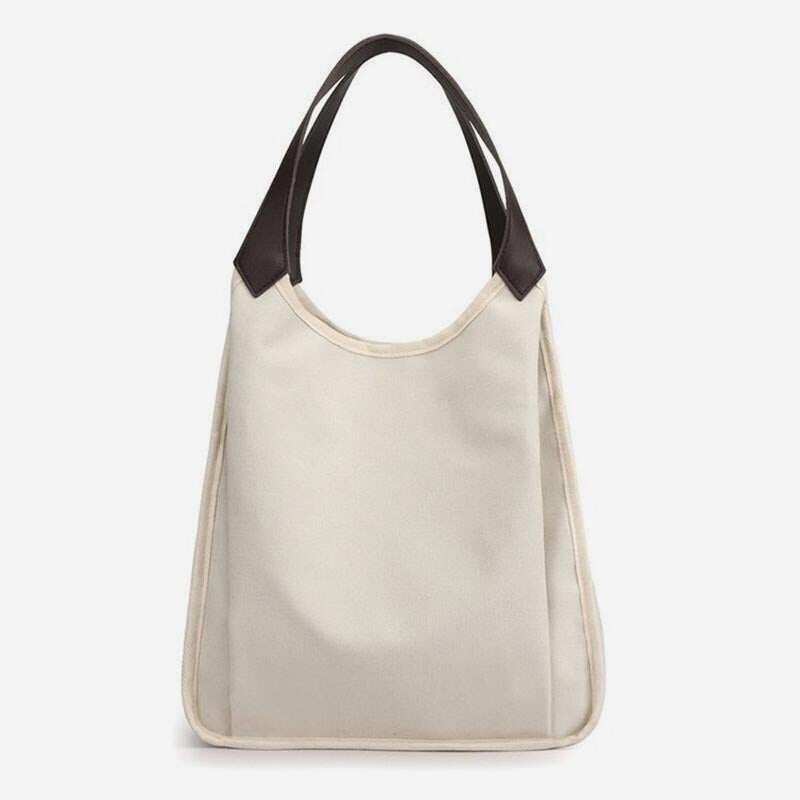 Bolsa feminina média com três compartimentos Bolsa de ombro espaçosa em lona