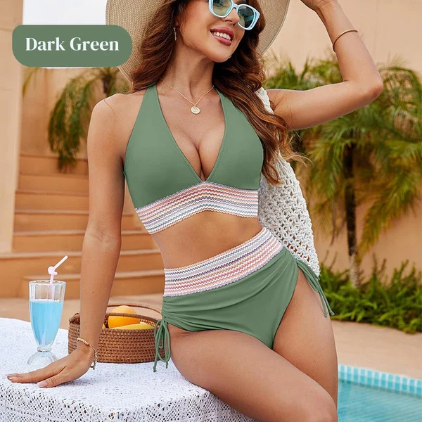 【Buy One Get One Free】💃Colorful High Waist Tummy Control Bikini Set