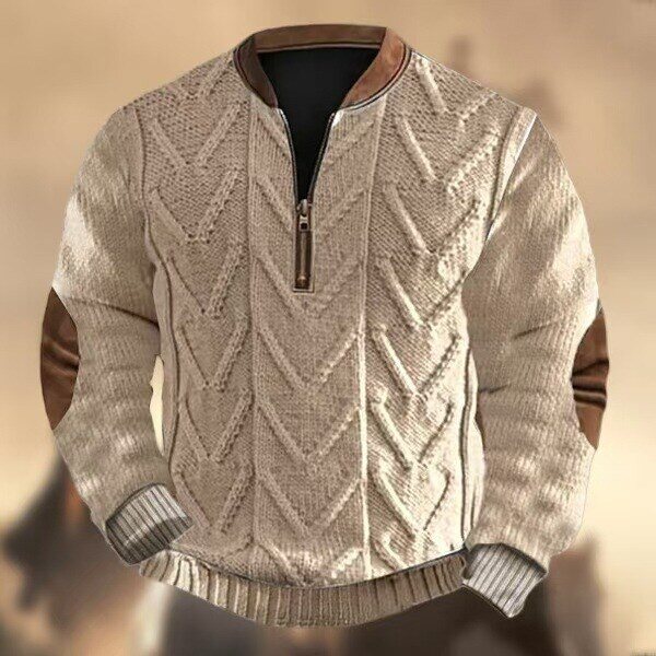 Moletom ocidental masculino com textura e estampa retrô