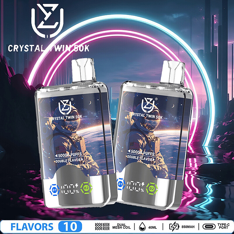 UZY Crystal Twin 50000 Puffs Double Flavor Disposable Vape with Dual Mesh Coil