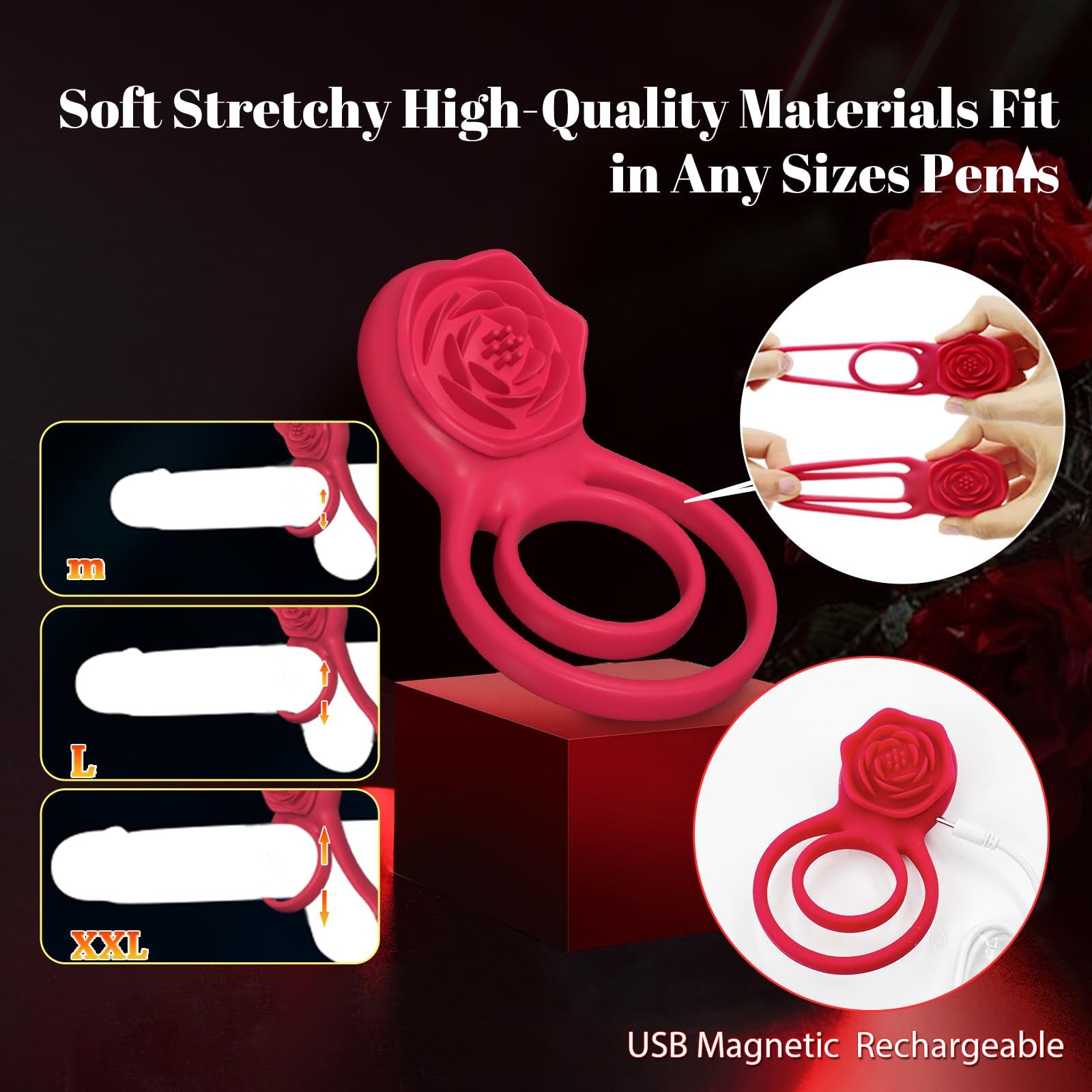 🔥СПЕЦИАЛЕН КОЛЕДЕН ПОДАРЪК ЗА 2024 Г. - 70% ОТСТЪПКА💥💥--ВИБРИРАЩ ПРЪСТЕН ЗА ПЕТЕЛ С РОЗОВ КЛИТОРАЛЕН СТИМУЛАТОР