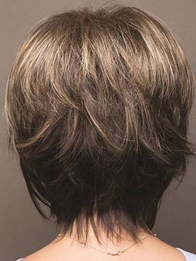 Mix Color Short Fluffy Slightly Curly Wig