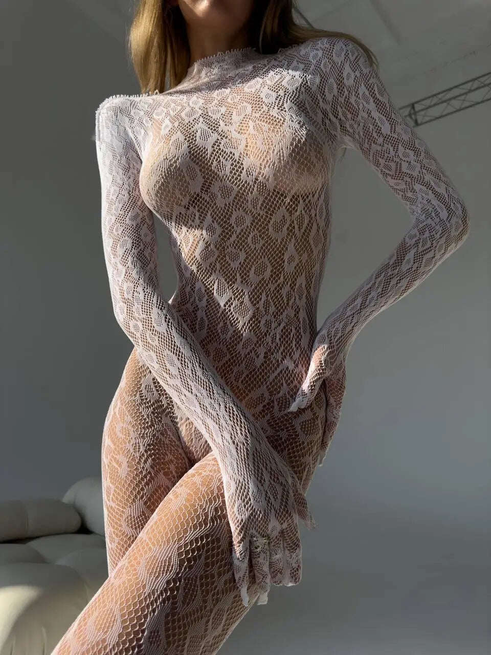 Bodystocking de malha de leopardo