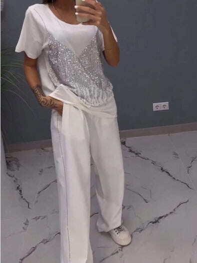 Conjunto de duas peças Hot Diamond casual top