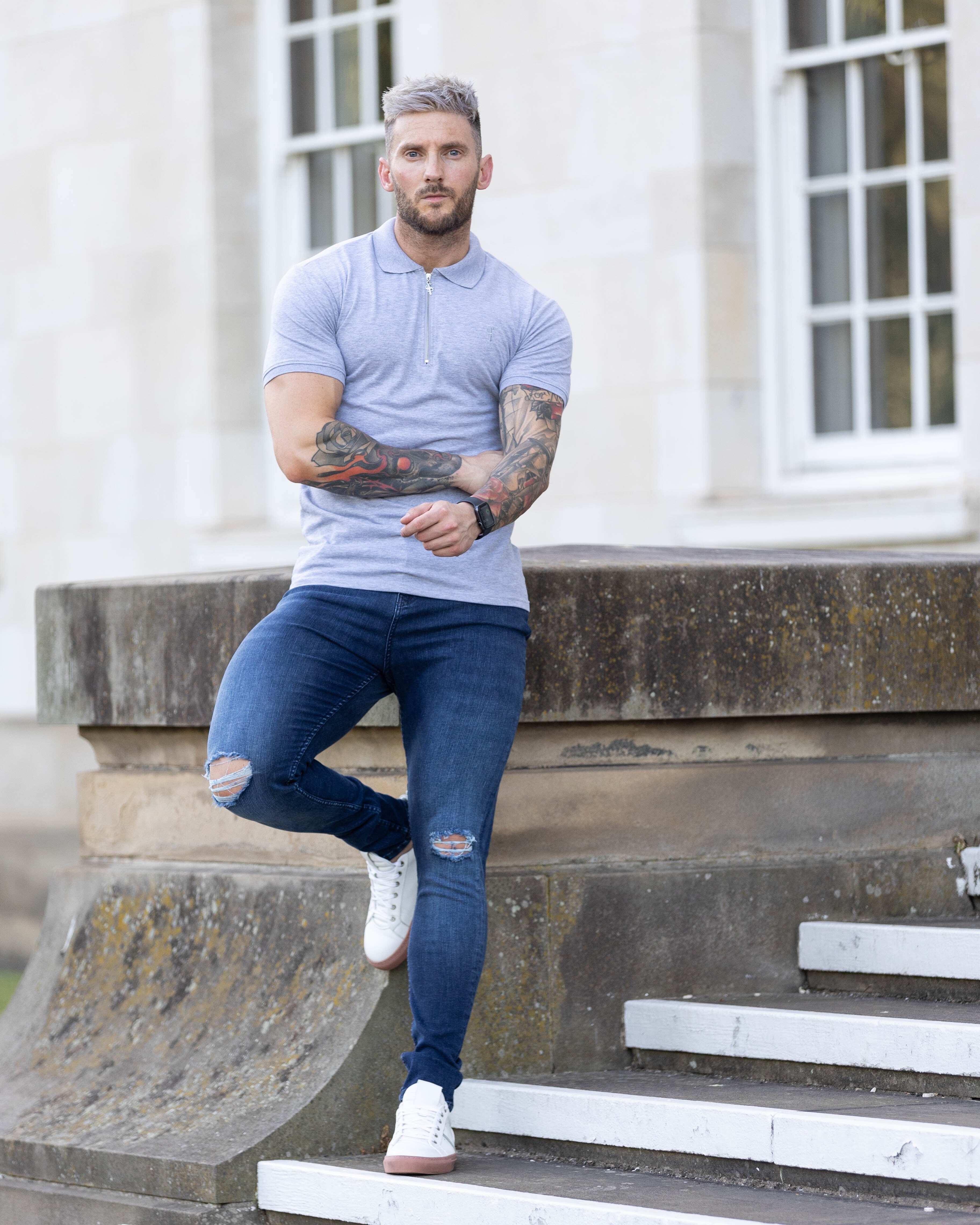 Father Sons Ultra Stretch Navy Slim Jeans with Knee Rips - FSJEAN004