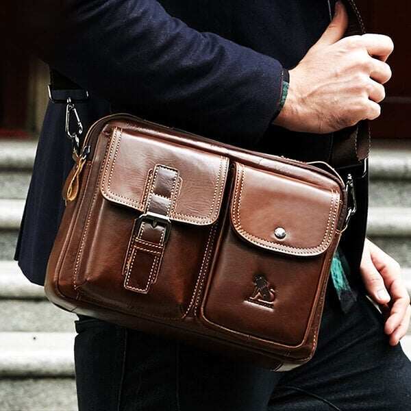 Torba na ramię z prawdziwej skóry dla mężczyzn Business Messenger Bag