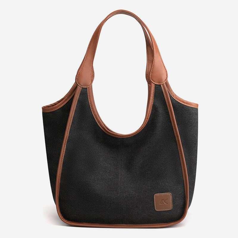 Bolsa de ombro retrô simples feminina, leve, espaçosa, bolsa de lona vintage