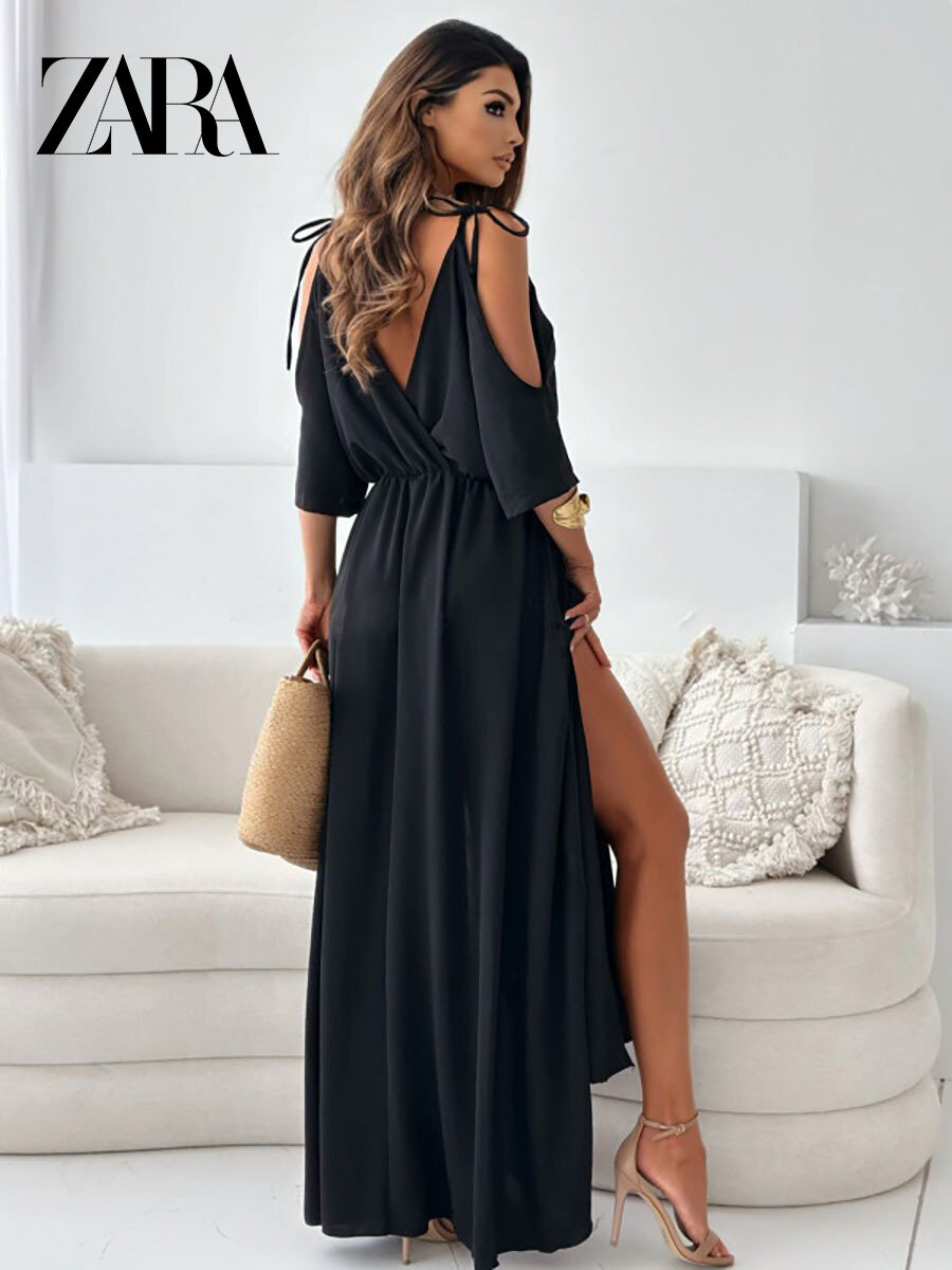 ZARA®Vestido com decote em V e abertura nos ombros