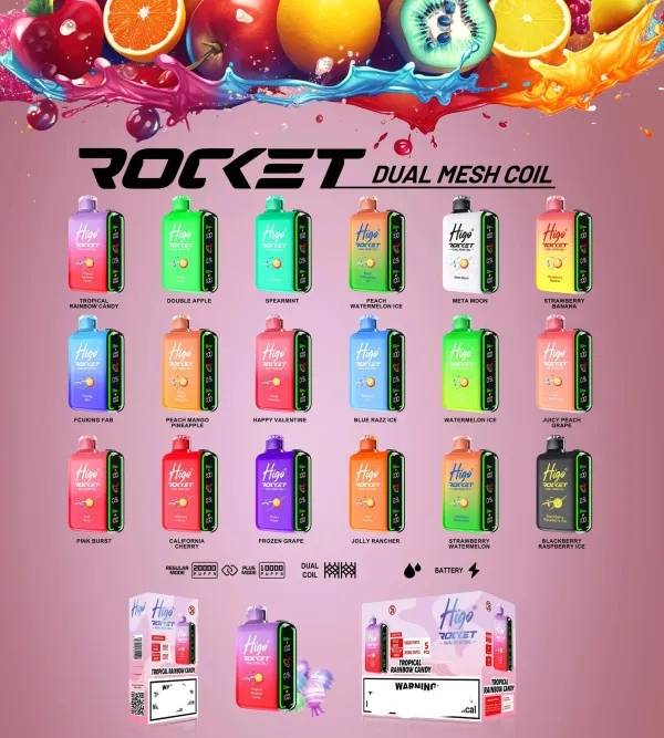 HIGO Rocket 20,000-puff refillable disposable vapes