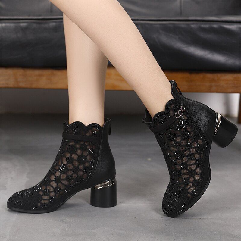 Moda Rhinestone Tulle Hollow buty damskie