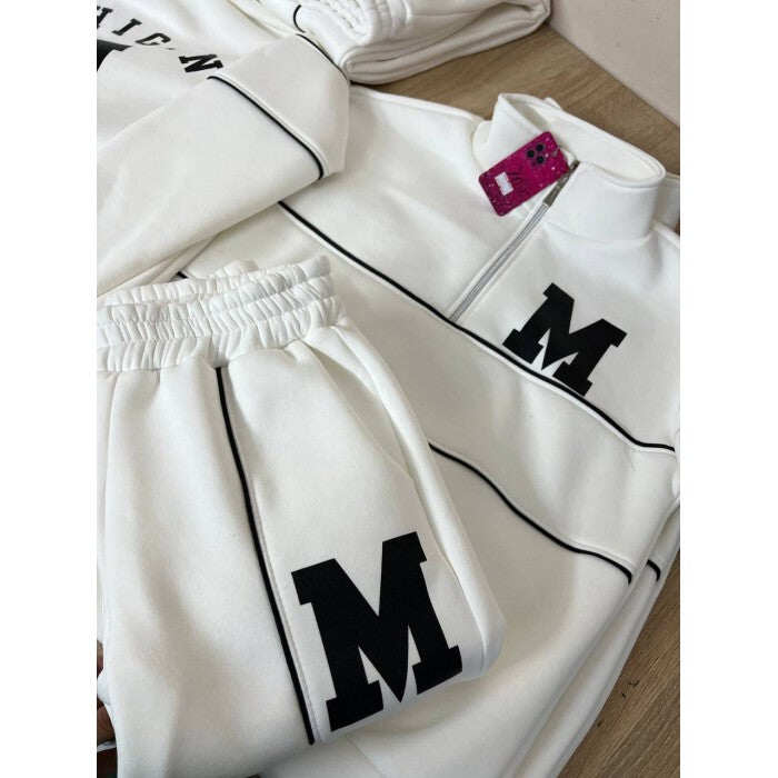 Conjunto casual de duas peças de algodão puro para mulher, manga comprida