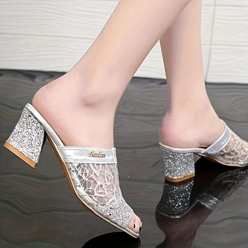😍Último dia 50% OFF😍 - Sandálias femininas decoradas com lantejoulas