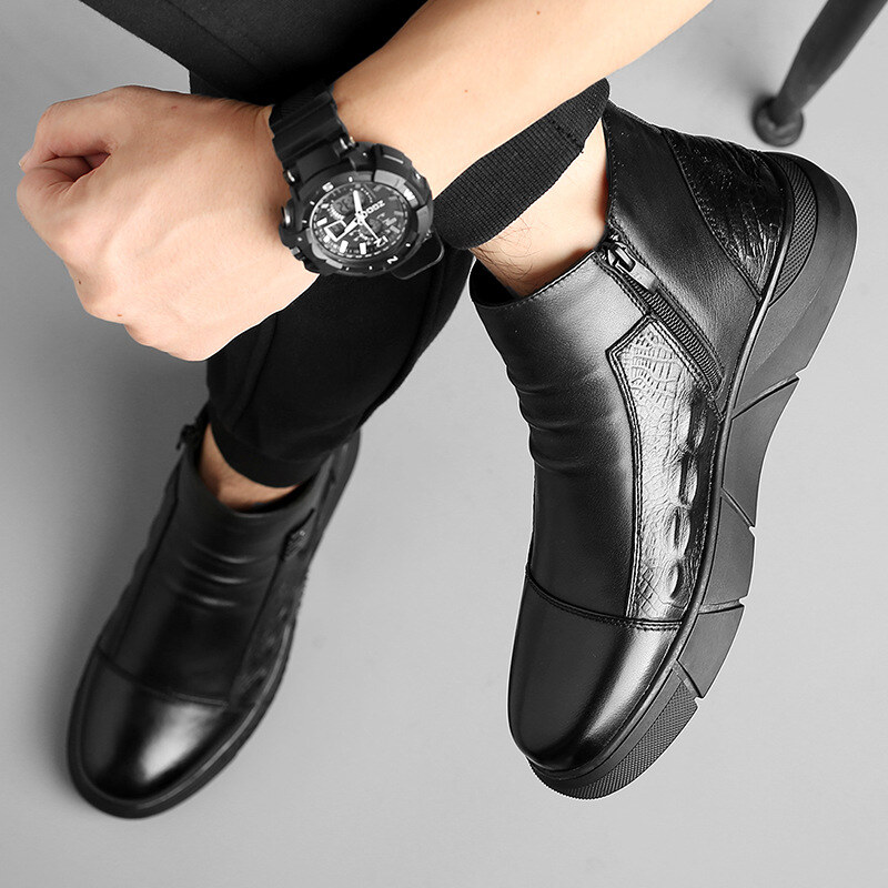 Botas Martin de couro legítimo italianas feitas à mão com zíper