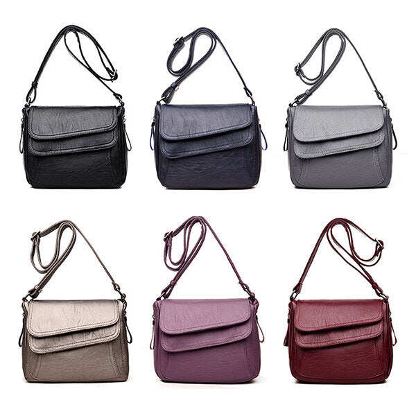 Bolsa de ombro sólida feminina Bolsa de ombro casual com vários slots