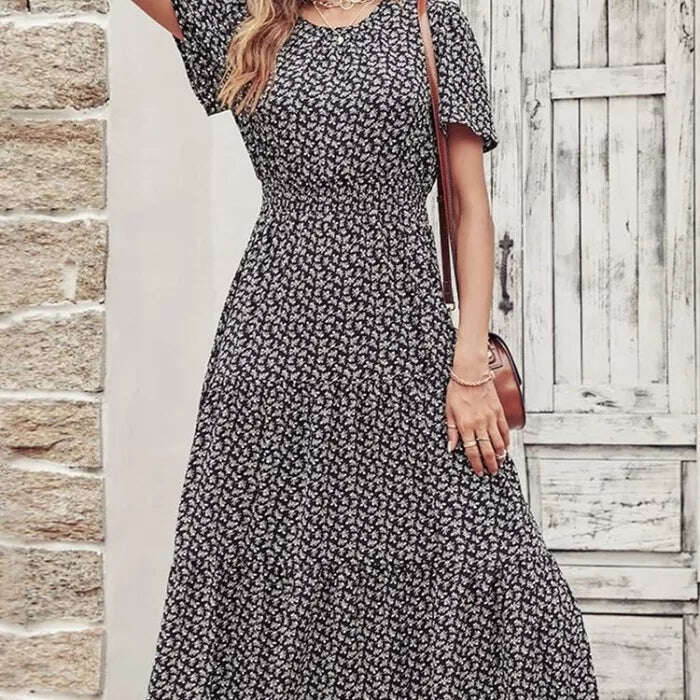 Мода дълга рокля с цветен печат дамска лятна бохо рокля