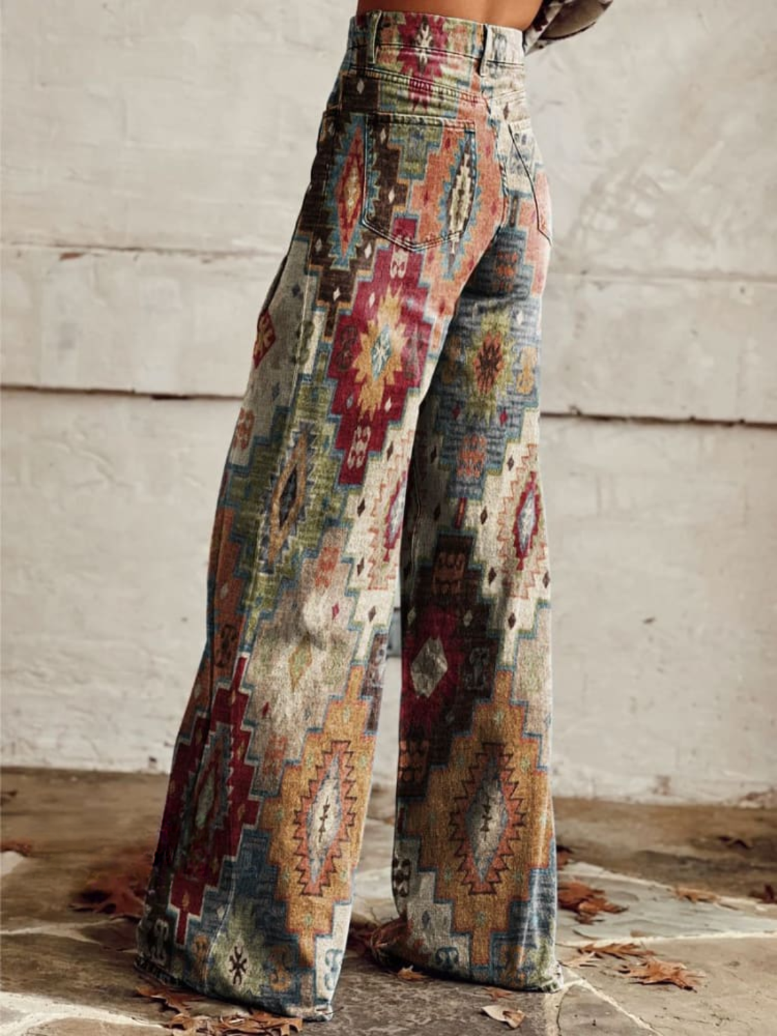 Marta | Calças Boho Vintage de Perna Larga