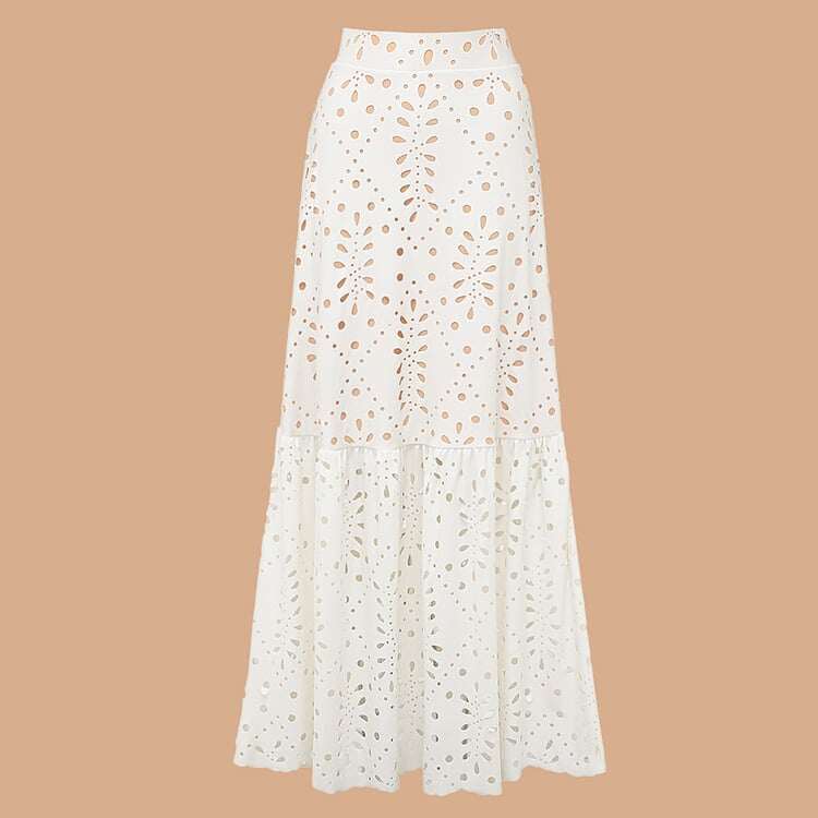 🔥 V Neck Solid Color Laser Cutting Flower One Piece Set
