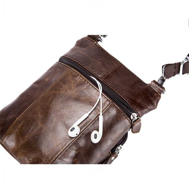 Męska skórzana mała torba listonoszka Crossbody