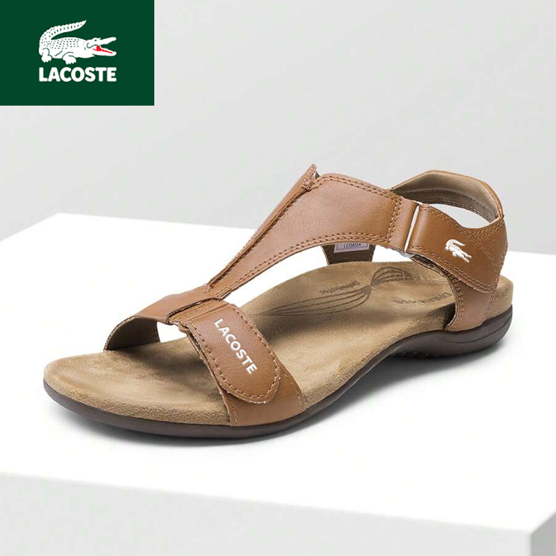 Novas sandálias de senhora em pele Lacoste