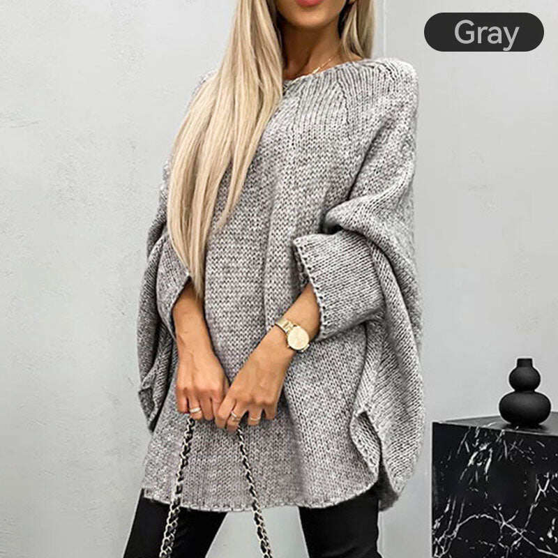 💝Elegancki damski sweterek typu cape z dzianiny