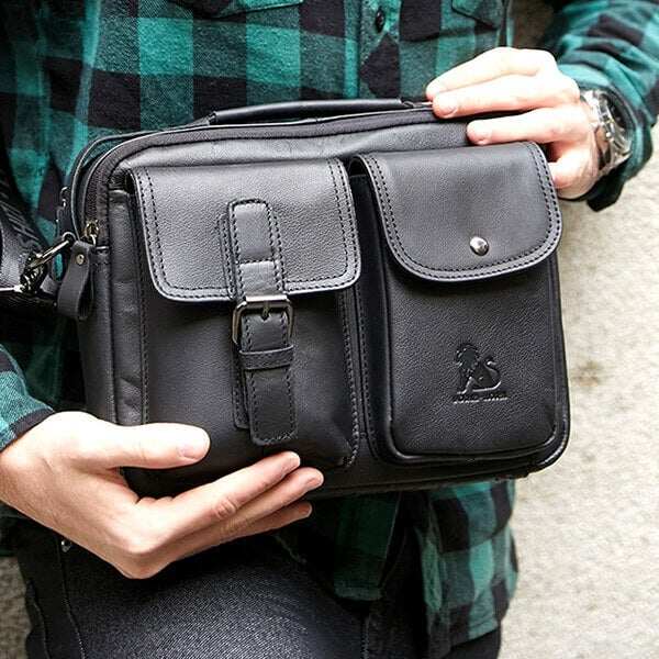 Torba na ramię z prawdziwej skóry dla mężczyzn Business Messenger Bag