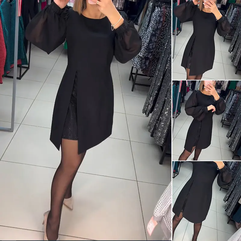 ❤️🔥【S-5XL】Retro dvodijelna lažna haljina s okruglim izrezom, mjehurićima, novo 2024