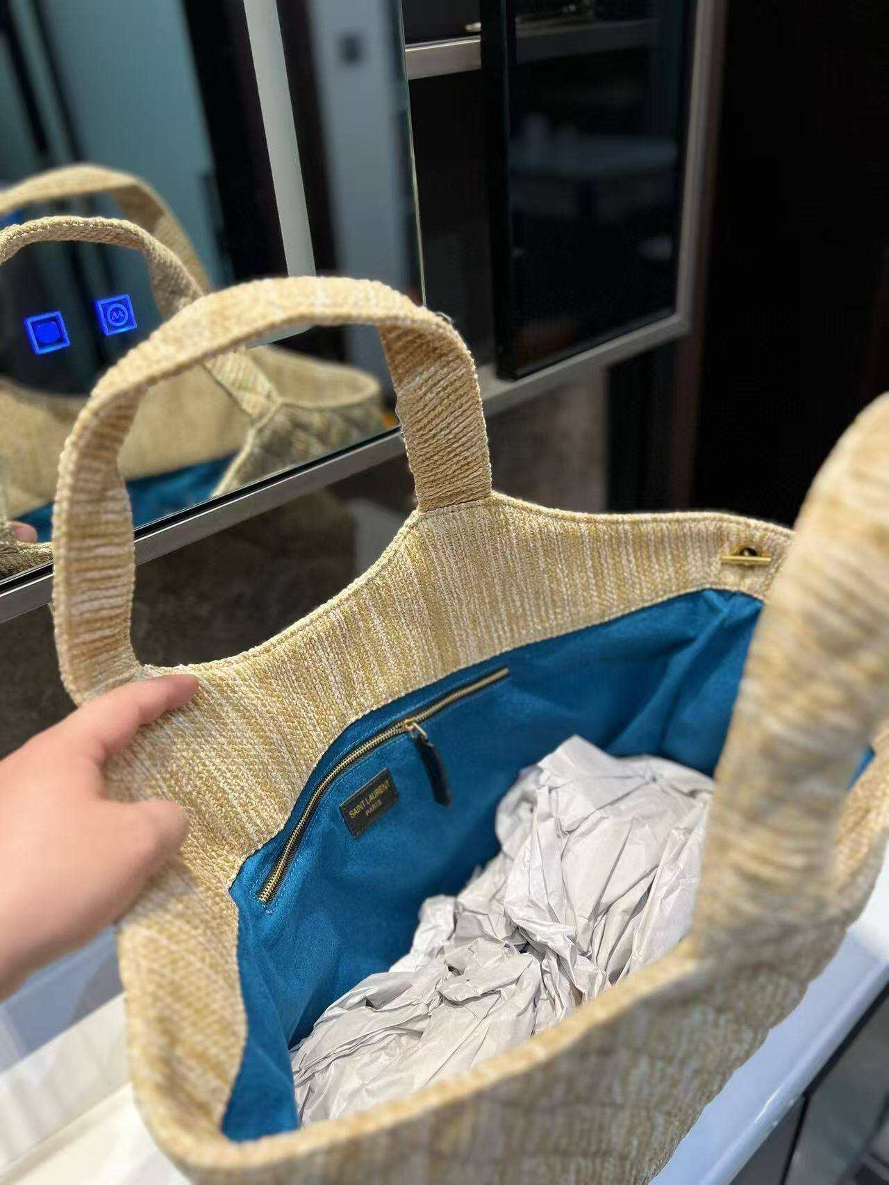 YSL gaby linen shopping bag