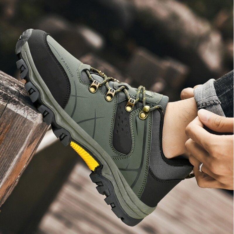 (🔥Mais vendidos)  Últimos sapatos de caminhada ao ar livre de couro genuíno masculino antiderrapante à prova d'água