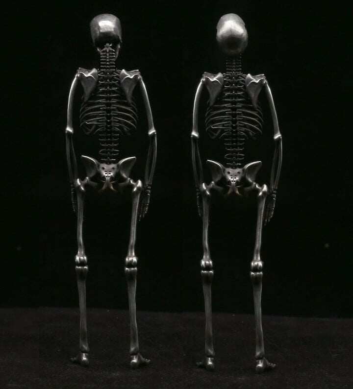 PINGENTE DE ESQUELETO DE CORPO INTEIRO FEITO À MÃO EM PRATA 925