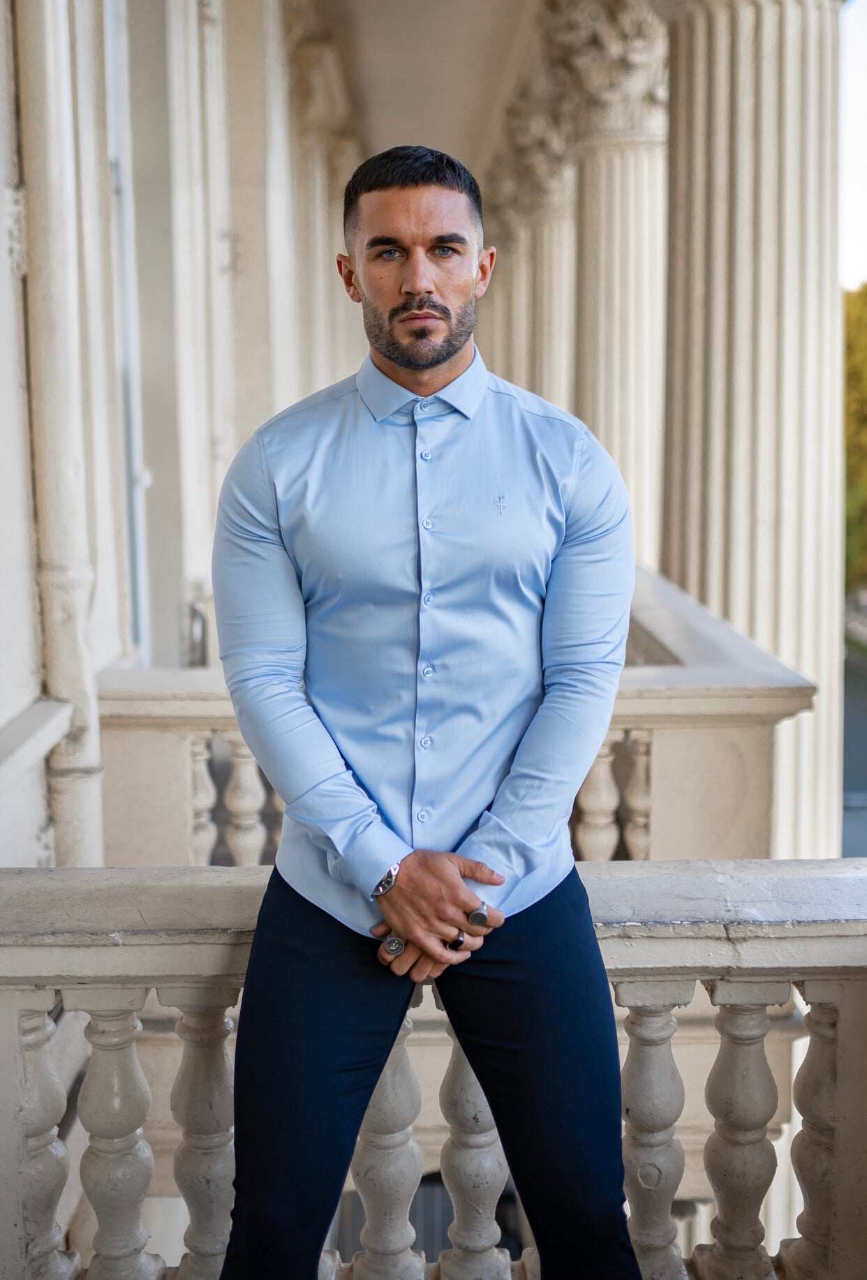 Slim Stretch Navy Sateen Trousers - FSH406