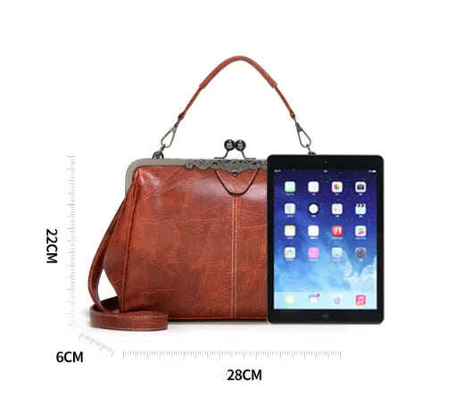 Bolsa feminina de couro vintage com bolsa diagonal