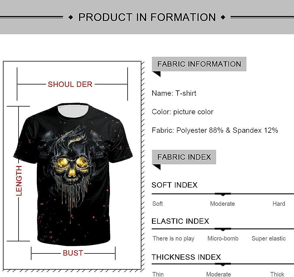 Men's 3D Print Skull T-Shirt 3D Creative Print Short Sleeve T-Shirt Casual Round Neck Novelty Street Fashion Tees Shirt
