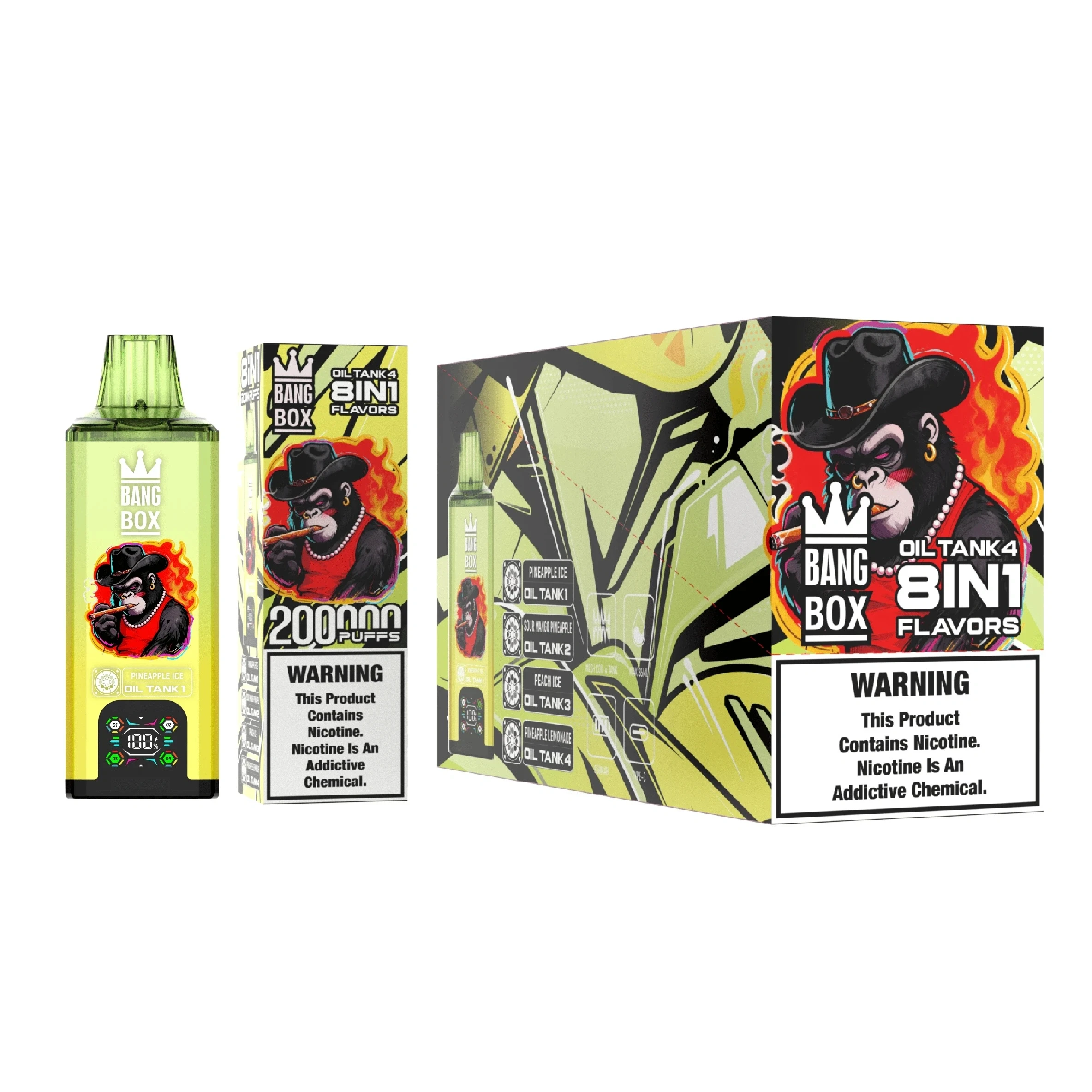 Bang Box 8 in 1 Oil Tank 4 200000 Puffs Disposable vapeGörögdinnyefagylalt + görögdinnye rágógumi + cseresznyefagylalt + rágógumi