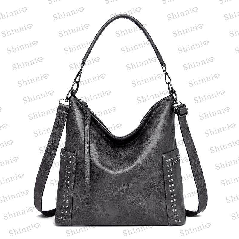 Moda simples rebite bolsa feminina bolsa de ombro