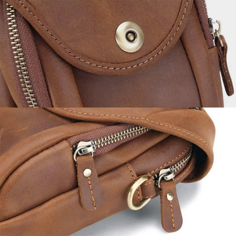Bolsa de ombro pequena de couro com bolso, bolsa crossbody para celular, bolsa para dinheiro, carteira, bolsa de cintura, pochete para homens
