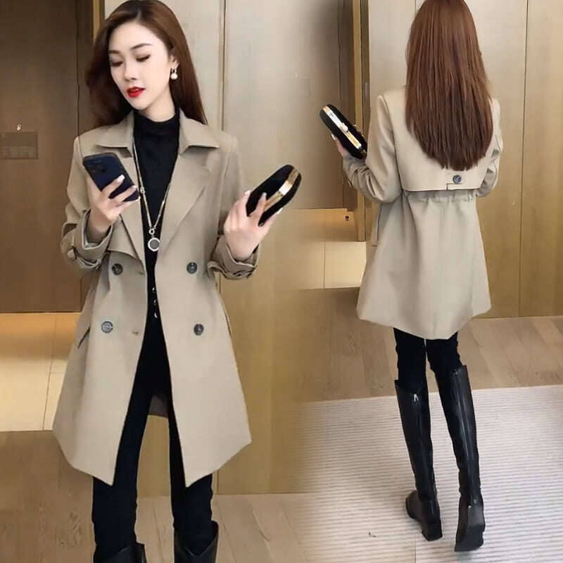 ❄️Promoções de inverno❄️ Trench coat confortável com cintura e lapelas