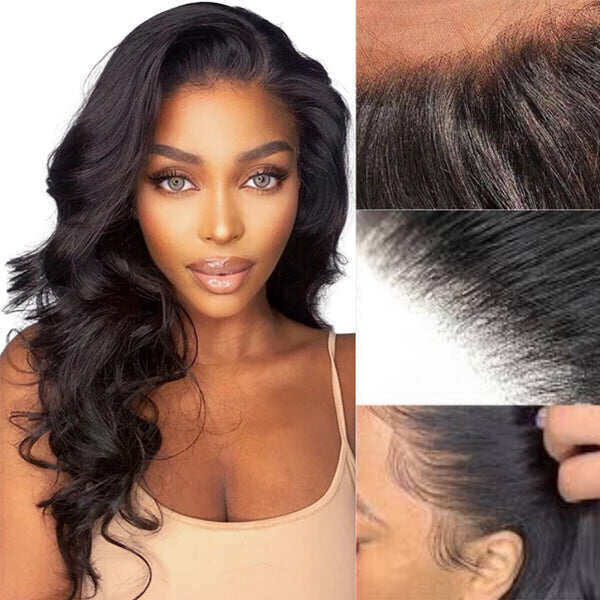 Body Wave 13x4 Lace Wig -180% Densidade Natural Cabelo Humano Preto | Gel Free Wig