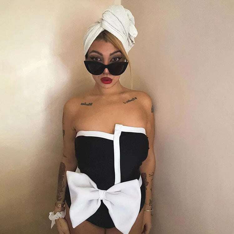 2025 New 3D Bow Decoration One Piece Swimsuit Set