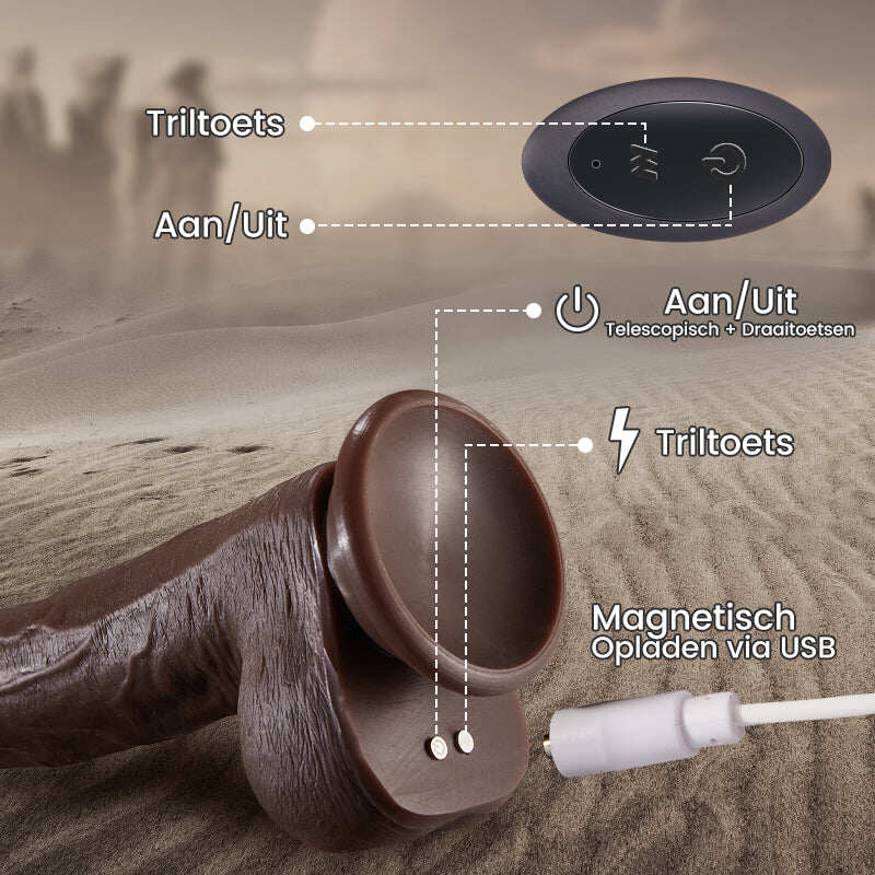 Duże czarne realistyczne dildo 3w1 pilot 18CM