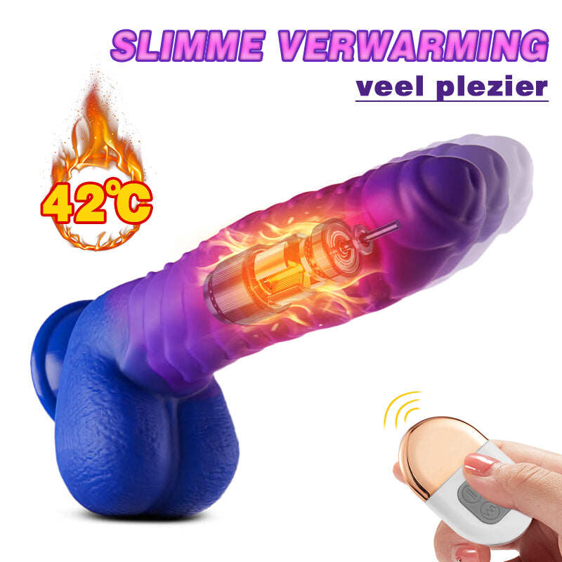 Realistyczne dildo 3 teleskopowe 5 wibrujące ogrzewanie - 22,5 cm