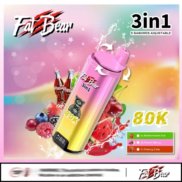 AIVONO AIM FAT BEAR 80000 PUFFS VAPES Red bull energy + strawberry watermelon + raspberry candy