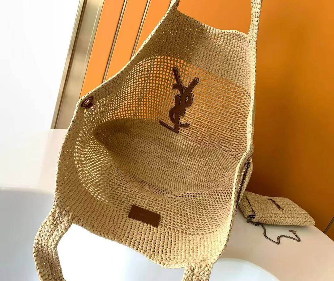 ICARE Raffia Crochet Grande Sacola de Compras
