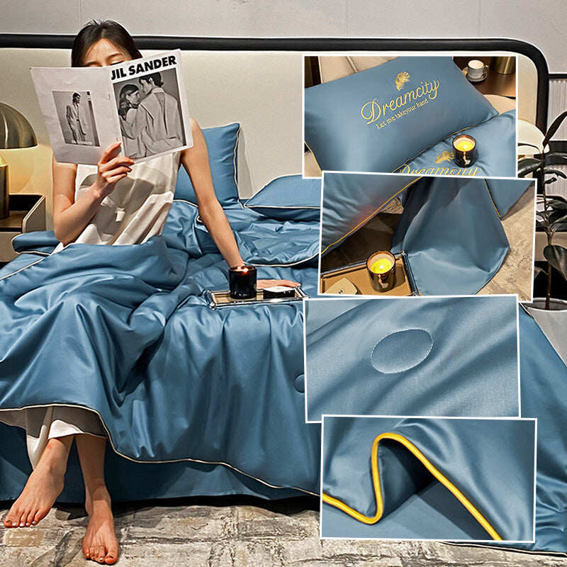 CONJUNTO DE QUATRO PEÇAS DE SEDA GELADA DE VERÃO