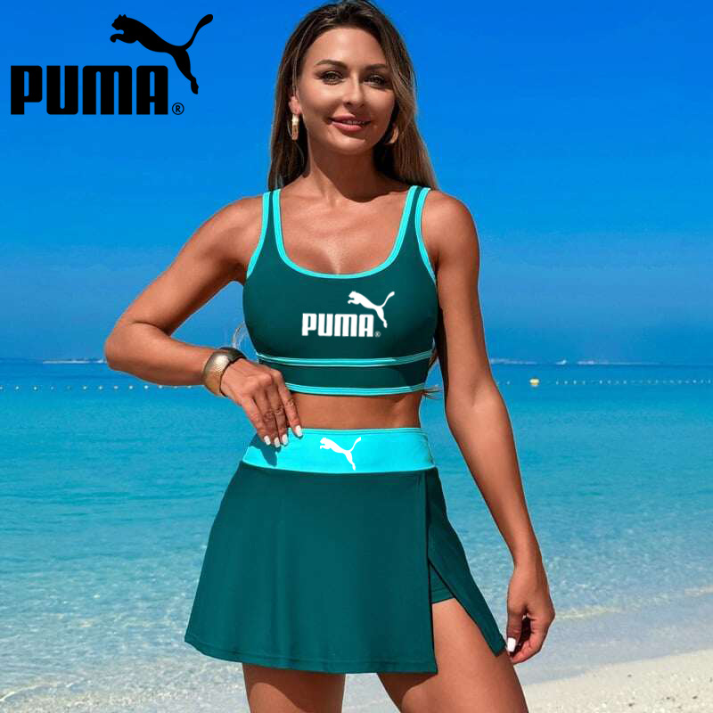 PUMA® Fashionable color-blocked bikini swimsuit with sport skirt